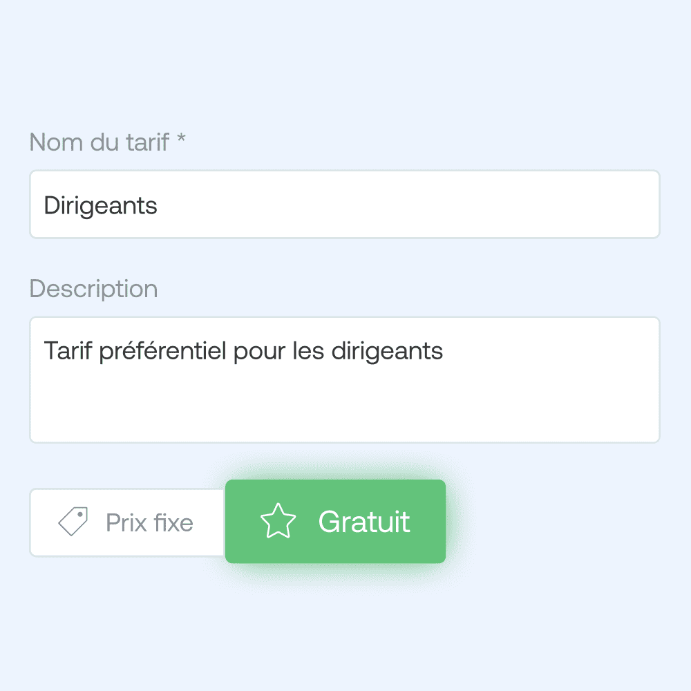 Formulaire de création d'un tarif gratuit.